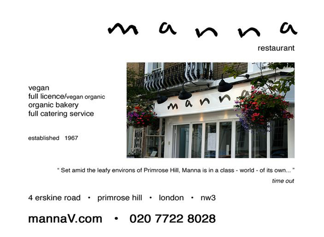 Manna vegetarian vegan restaurant Primrose Hill London diet menu