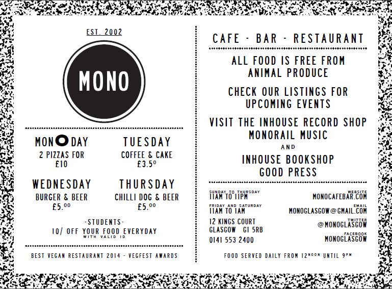 Mono Bar Cafe Glasgow Scotland